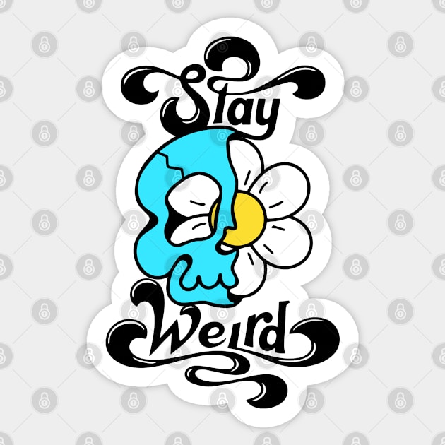 Skull With Flower Sticker by funNkey